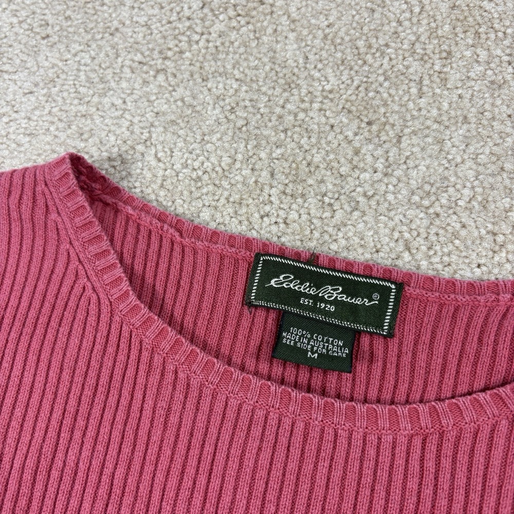 Eddie Bauer Women's 100% Cotton Cable Knit Pullover Sweater Pink Small - Picture 3 of 6